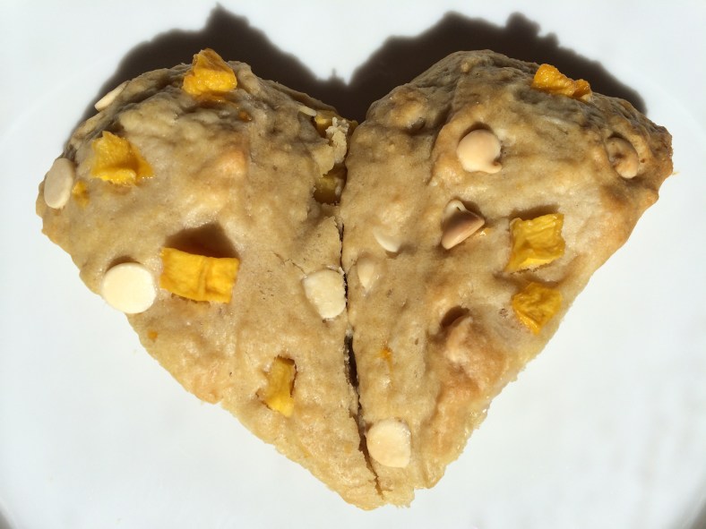 Fresh Mango White Chocolate Chip Scones